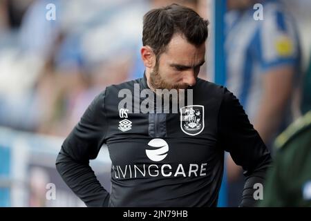 Huddersfield Town Manager Danny Schofield während des Carabao Cups, des ersten Rundenmatches im John Smith's Stadium, Huddersfield. Bilddatum: Dienstag, 9. August 2022. Stockfoto