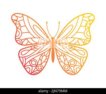 Schmetterling handgezeichnete schöne Silhouette Stock Vektor