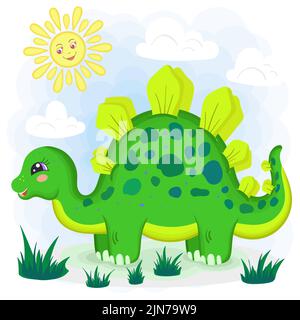 Kleiner Dinosaurier-Stegosaurus. Illustration für Kinder. Vektor Stock Vektor