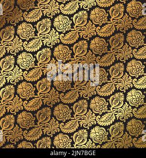 Ein Vektor Vintage Retro floral Gold Damast dekorativ wiederholen Muster. Stock Vektor