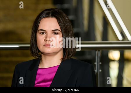 RIGA, LETTLAND. 08.. Juni 2022. Sviatlana Tsikhanouskaya, Vorsitzende der belarussischen demokratischen Bewegung im Stadtrat von Riga. Stockfoto