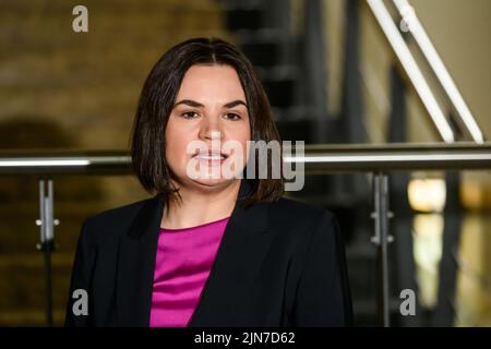 RIGA, LETTLAND. 08.. Juni 2022. Sviatlana Tsikhanouskaya, Vorsitzende der belarussischen demokratischen Bewegung im Stadtrat von Riga. Stockfoto