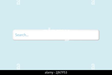 Websuchleiste auf blauem Hintergrund isoliert. Navigationsleiste für ui-Design. Suchen Sie leere Browservorlagen. Recherchetool für Vektorgrafiken Stock Vektor