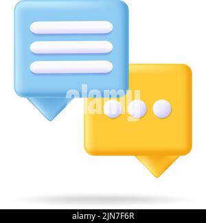 Sprechblase 3D Symbol Nachrichtenkonzept. Realistische Sprechblase mit Punkten für den Chat. Nachrichtenfeld Vektorgrafik Stock Vektor