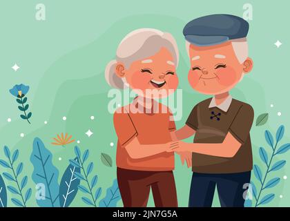 Großväter tanzen im Garten Stock Vektor