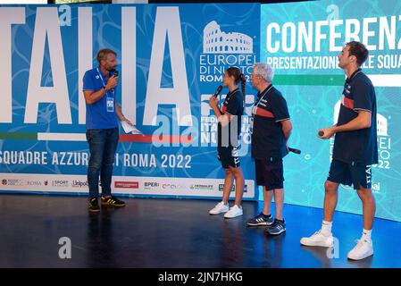 Roma, Italien. 09. August 2022. Massimiliano Rosolino während der Pressekonferenz zur Präsentation des italienischen Schwimmteams bei den Europameisterschaften im Schwimmen, Roma, Italia, im Stadio del Nuoto, Roma 9 Aug 2022 (Foto von AllShotLive/Sipa USA) Credit: SIPA USA/Alamy Live News Stockfoto