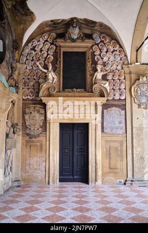 Inneneinrichtung in der Biblioteca Comunale dell'Archiginnasio Bologna Italien Stockfoto