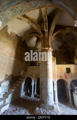 Innere Architektur der Eremitage von San Baudelio de Berlanga Stockfoto