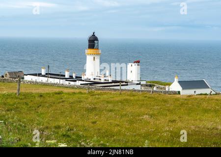 Leuchtturm bei Dunnet Head, Caithness, Schottland Stockfoto