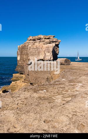 Pulpit Rock auf der Isle of Portland südlich von Weymouth in der Grafschaft Dorset, Großbritannien Stockfoto