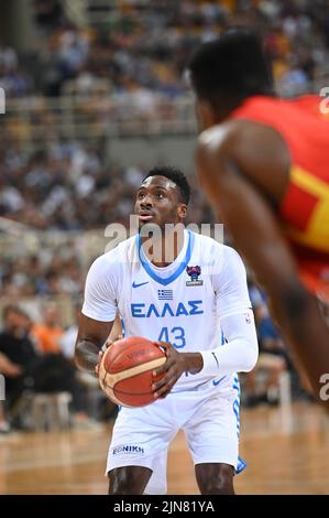 Athen, Lombardei, Griechenland. 9. August 2022. THANASIS ANTETOKOUNMPO #43 der griechischen Basketballmannschaft reagierte während des Freundschaftsspiel zwischen der griechischen Nationalmannschaft und der spanischen Nationalmannschaft im OAKA-Stadion am 9. August 2022 in Athen, Griechenland. (Bild: © Stefanos Kyriazis/ZUMA Press Wire) Stockfoto