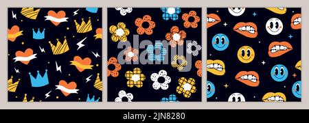 Retro-Musterdesigns Satz Stock Vektor