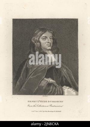 Henry Hyde, 2. Earl of Clarendon, starb 1709. Englischer Politiker, Schwager von König James II, Lord Privy Seal, Lord Lieutenant von Irland. Aus der Kollektion bei Badminton. Kupferstich von Edward Harding aus John Adolphus’ The British Cabinet, mit Porträts illustrer Persönlichkeiten, gedruckt von T. Bensley für E. Harding, 98 Pall Mall, London, 1800. Stockfoto