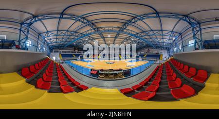 Basketballplatz Stadion Sitzfläche 360 Bild - hohe Auflösung - Weitwinkel Stockfoto