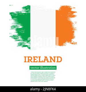 Irland Flagge mit Pinselstrichen. Vektorgrafik. Unabhängigkeitstag. Stock Vektor