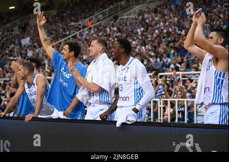 THANASIS ANTETOKOUNMPO #43 des griechischen Basketballteams reagierte während des Freundschaftsspiel zwischen der griechischen Nationalmannschaft und der spanischen Nationalmannschaft bei O Stockfoto