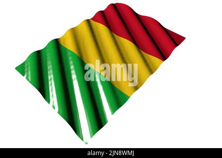 Wunderschöne Geburtsflagge 3D Illustration - glänzende Flagge Malis mit großen Falten liegen isoliert auf Weiß Stockfoto