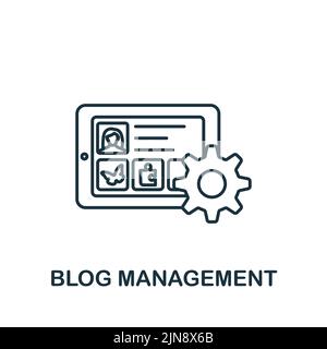 Symbol „Blog-Verwaltung“. Monochrom Simple Digital Marketing Icon für Vorlagen, Webdesign und Infografiken Stock Vektor