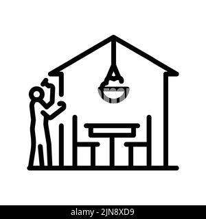 Symbol für die farbige Linie im Terrassenbau. Gartenservice. Bearbeitbare Kontur. Stock Vektor