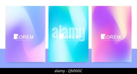 Set von abstrakten weichen rosa und hellblauen Wellen Linien Hintergrund. Modernes, farbenfrohes Gradienten-Kunstkonzept. Sie können für Anzeige, Poster, Vorlage, Banner verwenden Stock Vektor