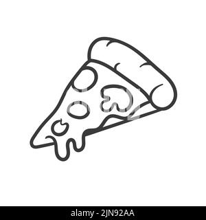 Vector Illustration. Pizza mit geschmolzenem Käse und Salami. Hand gezeichnet Doodle. Cartoon Skizze. Dekoration für Grußkarten, Poster, Embleme Stock Vektor