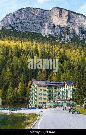 Hotel in Misurina in den italienischen dolomiten Stockfoto