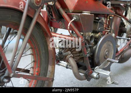 1928 Moto Guzzi Sport 500 ccm, Detail-Motor Stockfoto