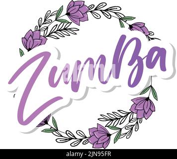 Zumba Dance Studio Text. Kalligraphie Wort Banner Design. Aerobe Fitness. Vektor-Handschriftzug Illustration auf weißem Hintergrund. Stock Vektor