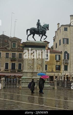 Reiterstatue von Bartolomeo Colleoni, Venedig, Venetien, Italien, Europa, Italienisch, Europäisch Stockfoto