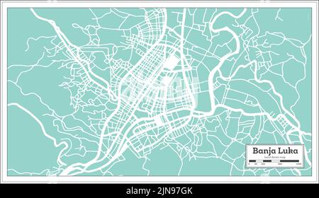 Banja Luka Stadtplan von Bosnien und Herzegowina im Retro-Stil. Übersichtskarte. Vektorgrafik. Stock Vektor