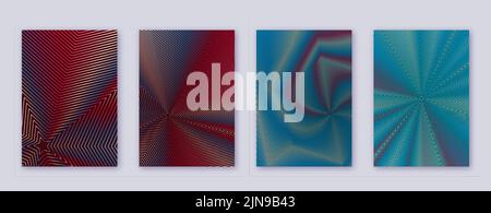 Art Visitenkarte. Abstrakte Linien Moderne Broschürenvorlage. Rot lebendige Verläufe Geometrie auf weißem blauen Hintergrund. Faszinierendes Cover, Broschüre, Poster, Buch etc. Stock Vektor