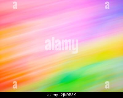 Über dem Hügel erhebt sich die farbenfrohe, dynamische und abstrakte Sonne in Pink und Orange. Stockfoto