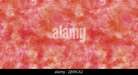 Nahtloses Wiederholungsmuster. Rote, rosa, korallfarbene Farbtöne. Abstrakte flüssige flüssige Farbe, digitale Alkoholtinte Illustration. Fließende Kunst aus Marmor Stockfoto