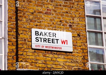 baker Street, london W1 Straßenschild an der Wand, London, England, Großbritannien Stockfoto