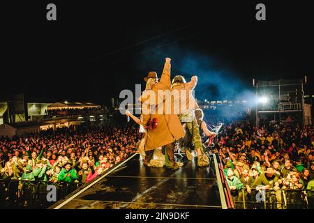 Flumserberg, Schweiz. 29., Juli 2022. Die schwedische Gruppe Rednex gibt während der "die Mega 90s Party" ein Live-Konzert im Rahmen des Flumserberg Open Air 2022. (Foto: Gonzales Photo - Tilman Jentzsch). Stockfoto