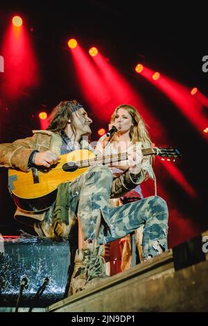 Flumserberg, Schweiz. 29., Juli 2022. Die schwedische Gruppe Rednex gibt während der "die Mega 90s Party" ein Live-Konzert im Rahmen des Flumserberg Open Air 2022. (Foto: Gonzales Photo - Tilman Jentzsch). Stockfoto