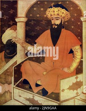 „Der Kalif Haroun Al Raschid“ am 29. März 1925 in der American Weekly Magazine, gemalt von Edmund Dulac als die „Charaktere aus den arabischen Nächten. Stockfoto