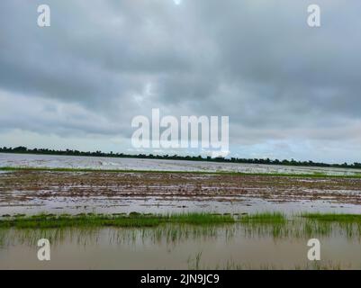 Eine schöne Aufnahme von Indian Village Farm und Lake Beauty Hintergrundbild Stockfoto