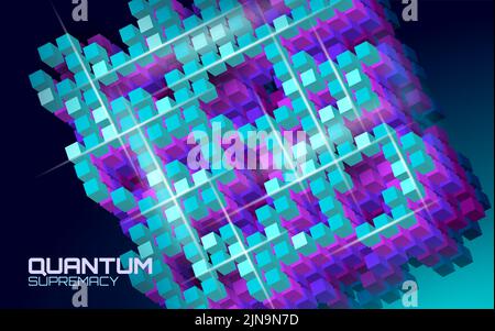 Quantenüberlegenheit Hochleistungsrechner. Moderne Technologie schnelle Computing Web-System-Server. Online-Verbindung schnell lösen Problem Supercomputer Stock Vektor