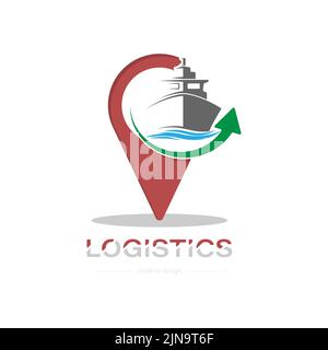 Logistik. Vorlage für Logo, Aufkleber, Aufkleber und Etiketten, für Websites und Anwendungen. Flacher Style Stock Vektor