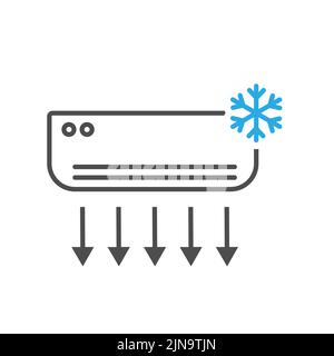 Conditioner. Ein Gerät zum Kühlen und Heizen der Raumluft. Die Vorlage des Symbols, des Zeichens und des Piktogramms. Leere Umrisse, flacher Stil Stock Vektor