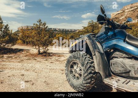 Close-up Schwanz Blick auf ATV Quad Bike. Stockfoto