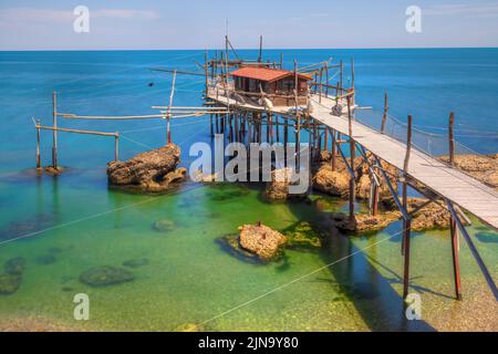 Trabocchi Coast, Chieti, Abruzzen, Italien Stockfoto