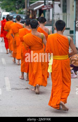 Morgengabe an Mönche, Luang Prabang, Laos Stockfoto