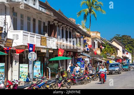 Main Street, Luang Prabang, Laos Stockfoto