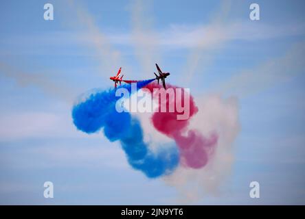 Die Red Arrows Synchro-Paare beim Royal International Air Tattoo Stockfoto