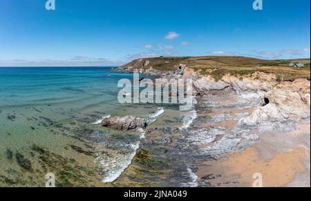 Dollar Cove in der Nähe von helston cornwall Blick nach Norden sonnig Tag erhöhte Aussicht Panorama Stockfoto