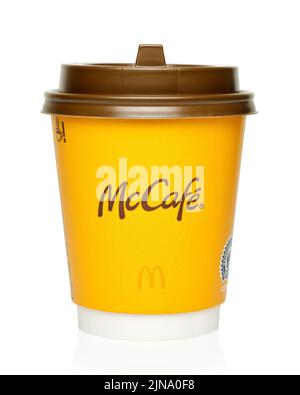 McCafe Cup von McDonalds, ausgeschnitten Stockfoto