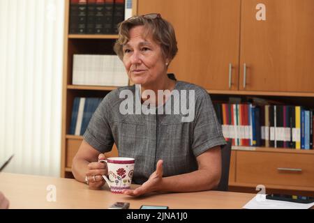 Nicht exklusiv: KIV, UKRAINE - 10. AUGUST 2022 - außerordentliche und bevollmächtigte Botschafterin der Bundesrepublik Deutschland in der Ukraine Anka Feldh Stockfoto