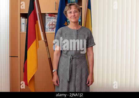 Nicht exklusiv: KIV, UKRAINE - 10. AUGUST 2022 - außerordentliche und bevollmächtigte Botschafterin der Bundesrepublik Deutschland in der Ukraine Anka Feldh Stockfoto